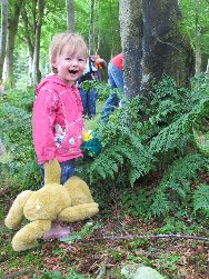 Looking for bears in the wood.