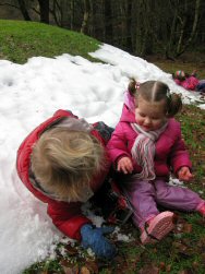playing with landrovers in the snow